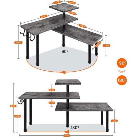 Kitchen Countertop Organizer, 3 Tier Corner Shelf Bathroom Counter - Picture 2 of 7